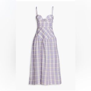 Ganni lavender plaid midi dress